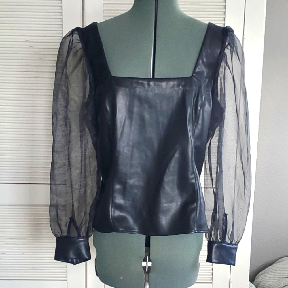 Marc New York | black top with sheer sleeves 12